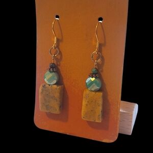 Chic Silver and Green Stone Earrings